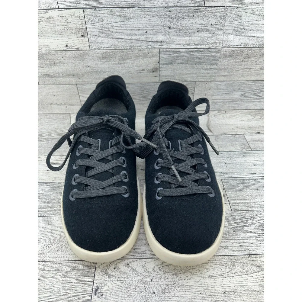 Allbirds Wool Pipers Women Sz 9 Black Merino Wool Low Top Sneakers Cream Sole